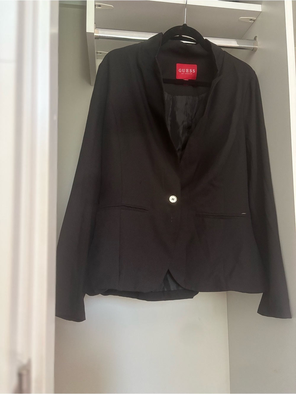 GUESS Women's Black Gold Button Blazer Jacket Lightweight Large